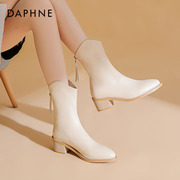 达芙妮短靴女2024春季马丁靴切尔西靴高跟瘦瘦靴粗跟靴子女