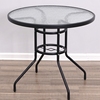 户外庭院经济型圆形简约方桌黑色钢化玻璃大圆桌现代商用时尚餐桌