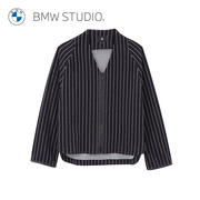bmwstudio宝马女装秋冬季夹克高级感时尚竖条纹装饰v领夹克外套