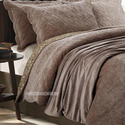 保暖水晶绒高档床盖绗缝夹棉加厚法兰绒纯色，床单被套牛奶绒四件套