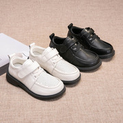 男童皮鞋真皮镂空夏季凉鞋，2024透气儿童单鞋黑色女童表演童鞋