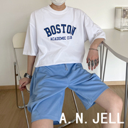 时尚韩国版男装东大门起义23夏学生干净圆领字母印花宽松短袖T恤