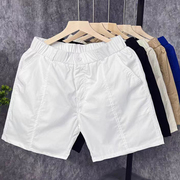 夏天洋气白色短裤男款，潮牌潮流薄款沙滩裤男士修身直筒外穿五分裤