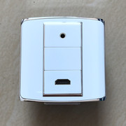 钢架白色86型电脑HDMI高清+3.5mm耳机直插面板 电脑耳机音频插座