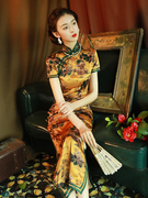 黄色旗袍2023年夏季国潮风改良版，中国风连衣裙，气质年轻款少女