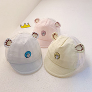 新生儿帽子夏季薄款网眼透气鸭舌帽婴儿，男女宝宝0一3个月夏天胎帽
