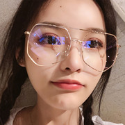 眼镜女韩版潮流近视防辐射抗蓝光网，红大镜框平面，光护眼睛素颜神器