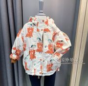 韩国中小童装春秋季男女童宝宝韩版儿童橘色卡通夹克风衣外套