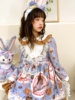 秋冬宝宝娃娃领女童连衣裙韩版卡通兔耳朵小熊图案可爱洛丽塔