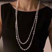 天然淡水珍珠2022一款多戴大小款珍珠项链毛衣链长款多层时尚