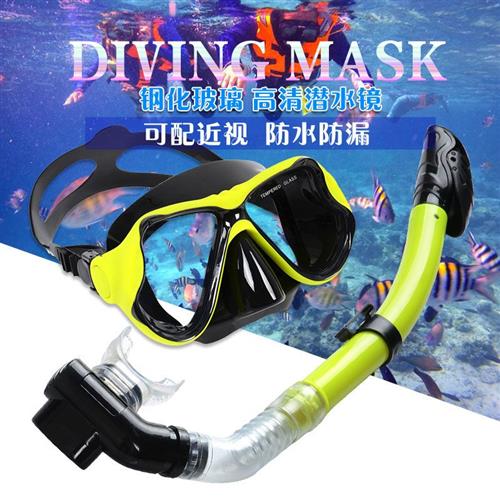 成人潜水镜装备套装浮潜二宝防水全干半干式呼吸管近视面罩游泳镜
