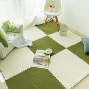 家用拼接地毯卧室满铺可爱方块短毛绒泡沫地毯，大号加厚榻榻米垫子