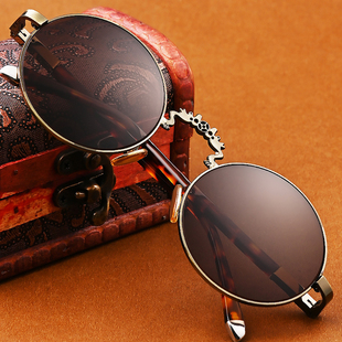 天然水晶眼镜石头镜太阳镜墨镜个性复古全框圆形高档清凉养目