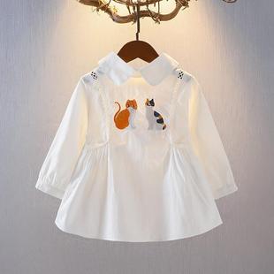 女童春款衬衫春秋装长袖上衣0-1-2-3岁5女宝宝衬衣韩版婴儿衣服潮
