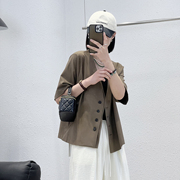 4.18春夏gn-2315韩版假两件v领短袖时尚，小西装外套