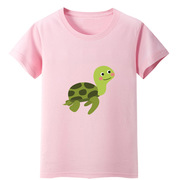 绿色的乌龟短袖T恤衫粉色衣服装男童湖蓝色女孩子套头儿童装圆领