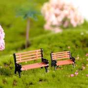白色长椅仿真公园躺椅座椅子配饰，多肉植物绿植花盆微景观diy摆件
