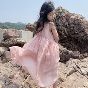 女童连衣裙2024夏季海边度假裙儿童，公主裙背心裙中大童沙滩裙