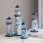 地中海铁皮电子灯塔摆件创意桌面摆件海洋风发光灯塔海边纪念