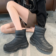 黑色雪地靴冬季女款厚底，加绒加厚东北棉鞋，2023防水防滑马丁靴