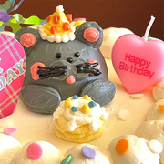 ins韩式粉色爱心蜡烛，烘焙蛋糕装饰复古心形蜡烛生日派对甜品插件