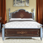 美式实木双人床1.8米主卧婚床欧式复古彩绘小户型1.5米单人床套装