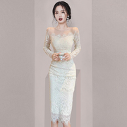 轻奢名媛镂空蕾丝连衣裙2024春装，女装气质高级感显瘦包臀裙子