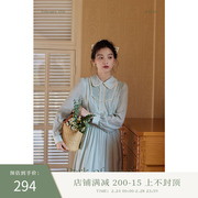 PARK OF LAVE/橡树日光/ 法式vintage天丝麻风琴褶连衣裙春季长裙