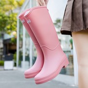 日系高筒雨鞋女款2023女士水鞋防水防滑耐磨厨房胶鞋加绒雨靴