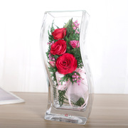 泰国进口永生花玻璃罩情人节礼物花瓶干花摆件永生花红玫瑰