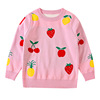女童毛衣粉红色纯棉儿童草莓针织衫宝宝长袖上衣洋气小童秋冬