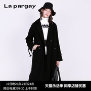 Lapargay纳帕佳秋季女装外套中长款网纱拼接设计感风衣外套女