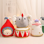 有趣马戏团抱枕可爱大象大鼓小丑毛绒玩具热气球卡通娃娃儿童礼物