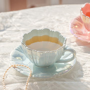 INS风花瓣陶瓷咖啡杯碟高颜值杯子设计小众家用下午茶套装高级感