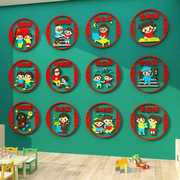 幼儿园教室传统文化墙面装饰贴中国风，红色环境创设主题材料半成品