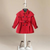 女童红色英伦风衣宝宝斗篷外套，春秋季洋气儿童，大衣伯米吉童装