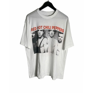 红辣椒乐队Red Hot Chili Peppers摇滚短袖白色印花T恤衫宽松圆领