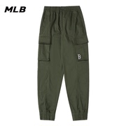 MLB军绿色工装裤男子春季复古宽松运动服透气休闲束脚裤