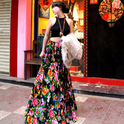 猫布制造原创黑色半身裙女2023秋冬旅游拍照好看的裙子棉长裙
