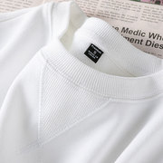340g重磅纯棉毛圈布白色(布白色，)圆领卫衣纯色，厚实基础百搭运动上衣男女款