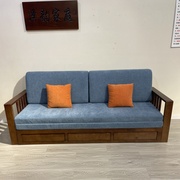 现代简约实木沙发床多功能两用单人双人小户型客厅橡木伸缩推拉床