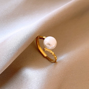 珍珠食指戒指2024轻奢高级感尾戒女小指设计小众复古指环