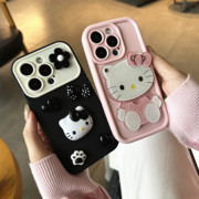 hellokitty凯蒂猫补妆镜子适用iphone14promax苹果12手机壳15可爱xsiphone11网红13pro女款x防摔高级小众