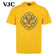 vjc2023春夏男装黄色字母t恤男士烫钻修身休闲运动短袖上衣