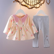 婴儿童装秋季女宝宝洋气，套装1-3岁女童秋装小女孩，衣服公主两件套2
