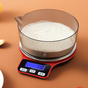 拜杰 红色电子秤 厨房食物秤 家用烘培称 蓄电带盘电子秤1g/5kg