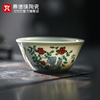 景德镇陶瓷手绘鸡缸杯成化斗彩中式主人杯个人，专用茶杯茶具