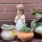 花园摆件户外庭院，装饰小摆件园艺装饰品，树脂美式小天使娃娃摆件