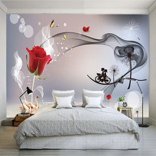 现代简约花卉墙贴画贴纸，温馨卧室背景墙面，装饰壁画自粘墙纸