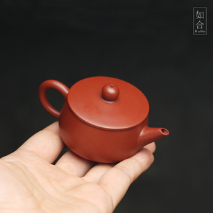 宜兴大红袍迷你潮汕功夫紫砂茶壶，一人壶两杯小号小容量开口大敞口
